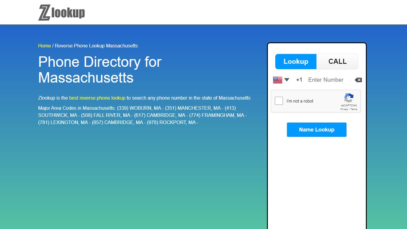 Reverse Phone Lookup Massachusetts | ZLOOKUP